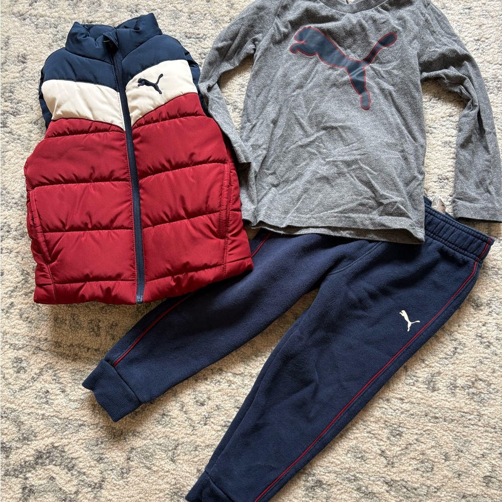 Puma Boys Red, Navy & Gray 3-Piece Active Set
